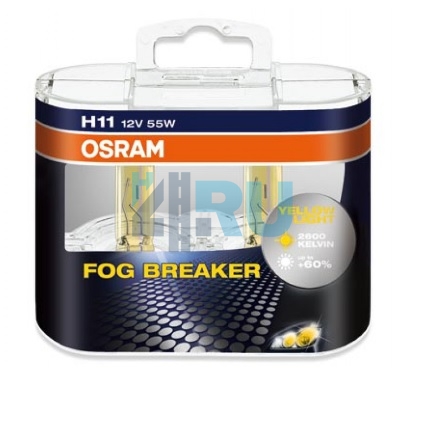 Автолампа OSRAM H11 12V 55W PK22s  Fog Breaker (64211FBR), EUROBOX-2шт