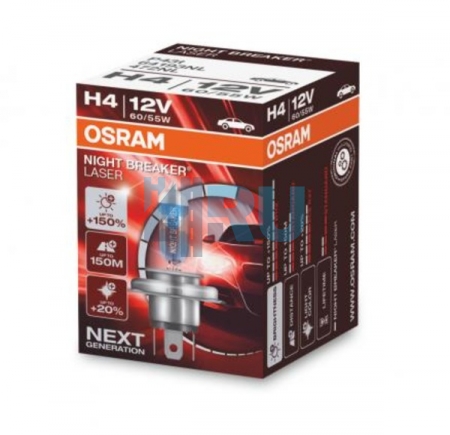 Автолампа OSRAM H4 12V 60/55W P43t +150% Night Breaker Laser (64193NL)