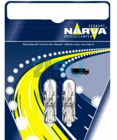 Автолампа NARVA W1,2W 12V 1,2W без цоколя T5  (17037B2) блистер - 2шт