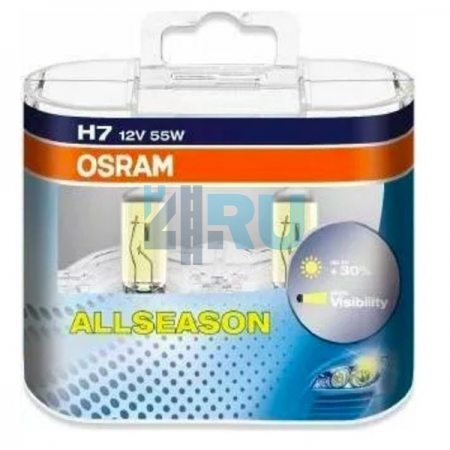 Автолампа OSRAM H7 12V 55W PX26d Allseason (64210All), EUROBOX-2шт