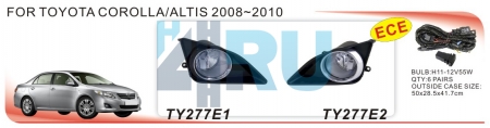 Противотуманные фары ADL/DLAA TY277E2 хром для Toyota Corolla 150 (2006-2010 г.), провода, кнопка - H4.RU Противотуманные фары ADL/DLAA TY277E2 хром для Toyota Corolla 150 (2006-2010 г.), провода, кнопка