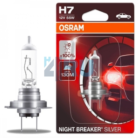 Автолампа OSRAM H7 12V 55W PX26d +100% Night Breaker Silver (64210NBS-OB1), на блистере