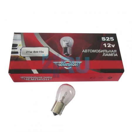 Автолампа ЧЕМПИОН P21W 12V21W BA15s Автолампа ЧЕМПИОН P21W 12V21W BA15s