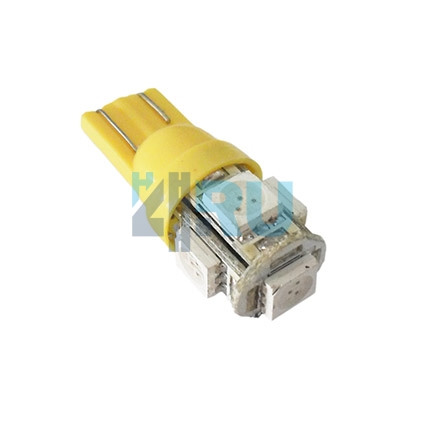 Светодиоды GL T10 б/ц 5 диодов SMD5050, желтые (габариты, панель приборов)