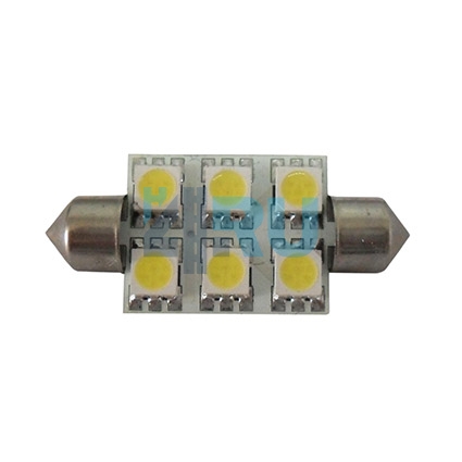 Светодиоды GL T10*39mm, 6 диодов SMD5050, белые (салонная) - H4.RU Светодиоды GL T10*39mm, 6 диодов SMD5050, белые (салонная)