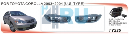 Противотуманные фары ADL/DLAA TY225 (Toyota Corolla 2003-2004г (U.S. Type) ), провода, кнопка