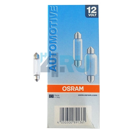 Автолампа OSRAM C10W 12V 10W SV8,5/8 удлинённая 41мм (6411) Автолампа OSRAM C10W 12V 10W SV8,5/8 удлинённая 41мм (6411)
