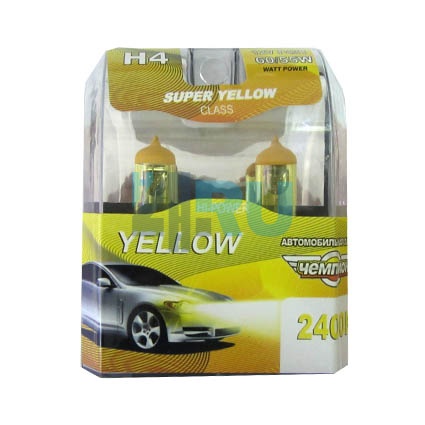 Автолампа ЧЕМПИОН H4 12V 60/55W SUPER YELLOW 2400K (2шт)