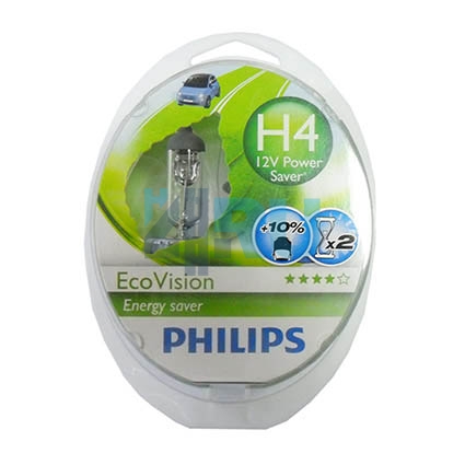 Автолампа PHILIPS H4 12V 60/55W P43t Eco Vision (12342ECO), EUROBOX-2шт
