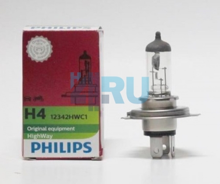 Автолампа PHILIPS H4 12V 60/55W P43t HighWay (12342HWC1) Автолампа PHILIPS H4 12V 60/55W P43t HighWay (12342HWC1)