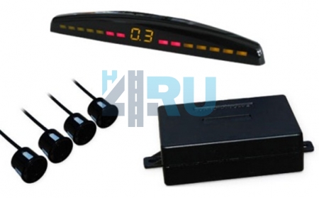 Парковочный радар, 4 черных датчика, монитор LED118 - H4.RU Парковочный радар, 4 черных датчика, монитор LED118
