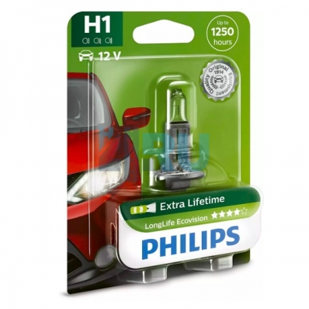 Автолампа PHILIPS H1 12V 55W Longer Life (12258LLC), на блистере