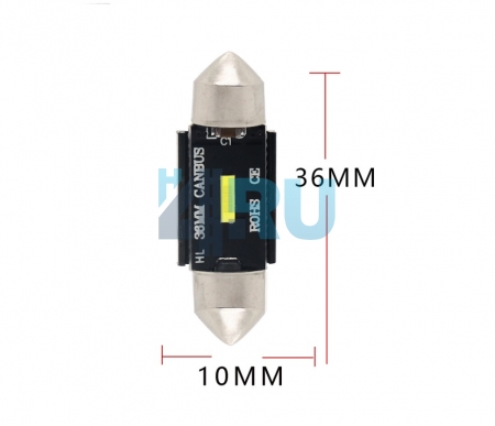 Светодиоды GL T10*36mm 1 диод Canbus с обманкой , белые (салонная) - H4.RU Светодиоды GL T10*36mm 1 диод Canbus с обманкой , белые (салонная)