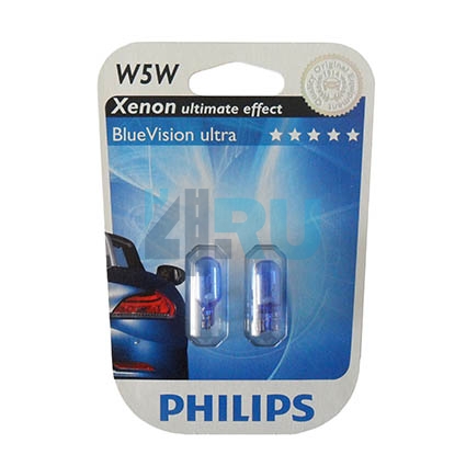 Автолампа PHILIPS W5w 12V 5W б/ц Blue Vision (12961BV), на блистере-2шт Автолампа PHILIPS W5w 12V 5W б/ц Blue Vision (12961BV), на блистере-2шт