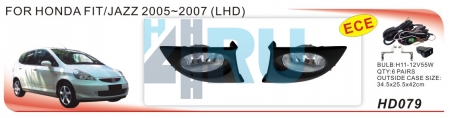 Противотуманные фары ADL/DLAA HD079 для Honda Fit/Jazz (2004-2008), провода, кнопка