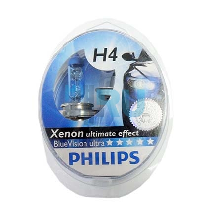 Автолампа PHILIPS H4 12V 60/55W P43t Blue Vision Ultra (12342BVU), EUROBOX-2шт Автолампа PHILIPS H4 12V 60/55W P43t Blue Vision Ultra (12342BVU), EUROBOX-2шт