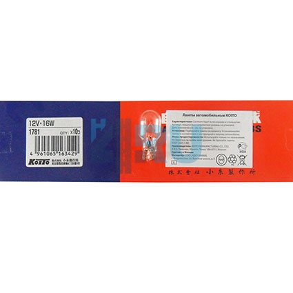 Автолампа KOITO T16 12V 16W - без цоколя (1781) Автолампа KOITO T16 12V 16W - без цоколя (1781)