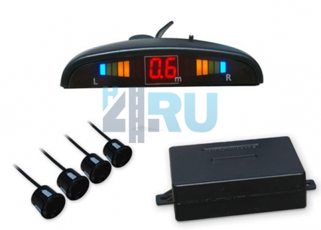 Парковочный радар, 4 серебристых датчика, монитор LED001 - H4.RU Парковочный радар, 4 серебристых датчика, монитор LED001