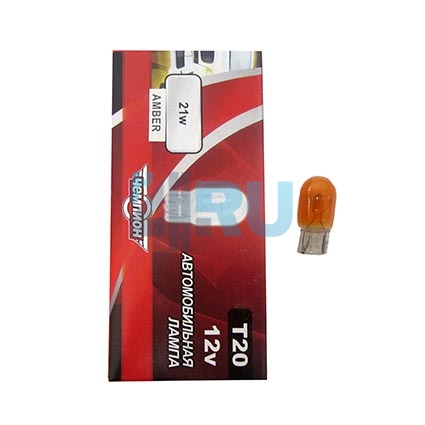 Автолампа ЧЕМПИОН WY21W T20 12V 21W желтая