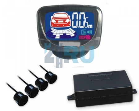 Парковочный радар, 4 белых датчика, монитор LCD001 - H4.RU Парковочный радар, 4 белых датчика, монитор LCD001