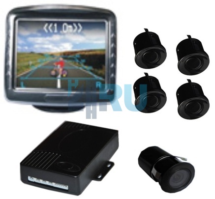 Парковочный радар, 4 белых датчика, монитор TFT006 - H4.RU Парковочный радар, 4 белых датчика, монитор TFT006