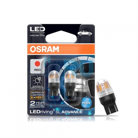 Светодиодная лампа LED OSRAM T20 W21/5W Красный (9715R-02B)
