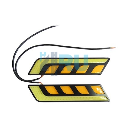 Дневные ходовые огни 12v COB №6 двухцветные желто-белые Дневные ходовые огни 12v COB №6 двухцветные желто-белые