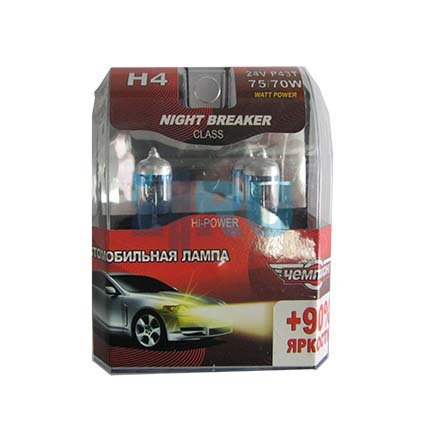 Автолампа ЧЕМПИОН H4 24V 75/70W Night Breaker +90% (2шт) Автолампа ЧЕМПИОН H4 24V 75/70W Night Breaker +90% (2шт)