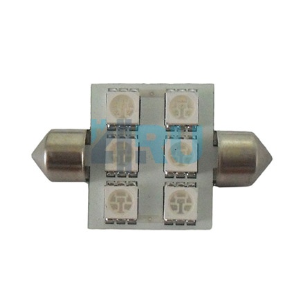 Светодиоды GL T10*36mm, 6 диодов SMD5050, синие (салонная)