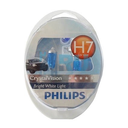 Автолампа PHILIPS H7 12V 55W P26d Crystal Vision (12972CV), EUROBOX-2шт