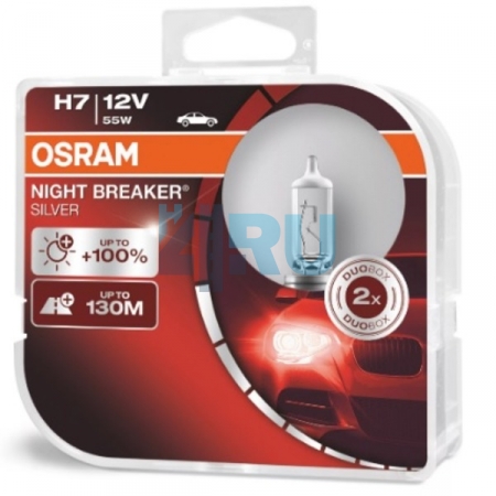 Автолампа OSRAM H7 12V 55W PX26d +100% Night Breaker Silver (64210NBS), EUROBOX-2шт Автолампа OSRAM H7 12V 55W PX26d +100% Night Breaker Silver (64210NBS), EUROBOX-2шт
