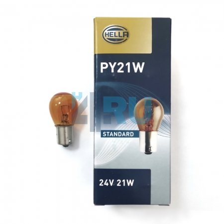 Автолампа HELLA PY21W 24V 21W желтая BAU15s Автолампа HELLA PY21W 24V 21W желтая BAU15s