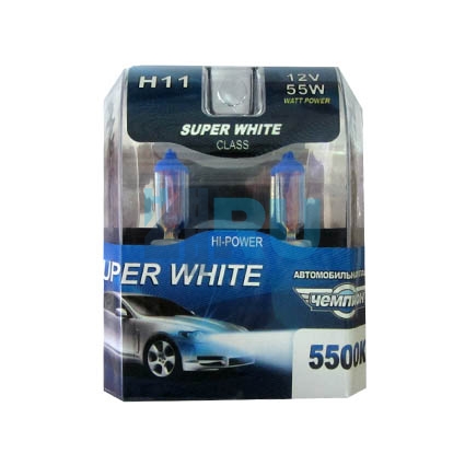 Автолампа ЧЕМПИОН H11 12V 55W 5500K (2шт)
