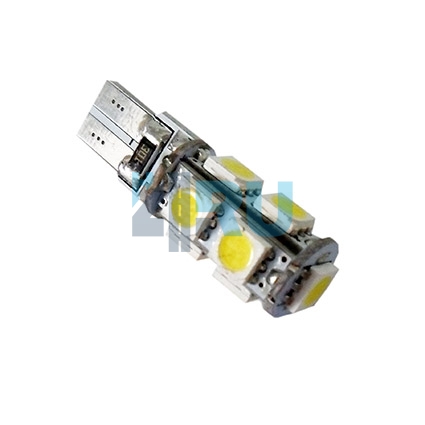 Светодиоды GL T10 б/ц 9 диодов SMD5050 Canbus (с обманкой), белые (габариты, панель приборов)