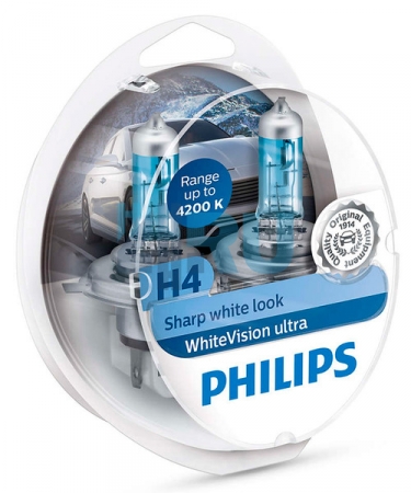 Автолампа PHILIPS H4 12V 60/55W P43t White Vision ULTRA 4200K (12342WVUSM), EUROBOX-2шт Автолампа PHILIPS H4 12V 60/55W P43t White Vision ULTRA 4200K (12342WVUSM), EUROBOX-2шт