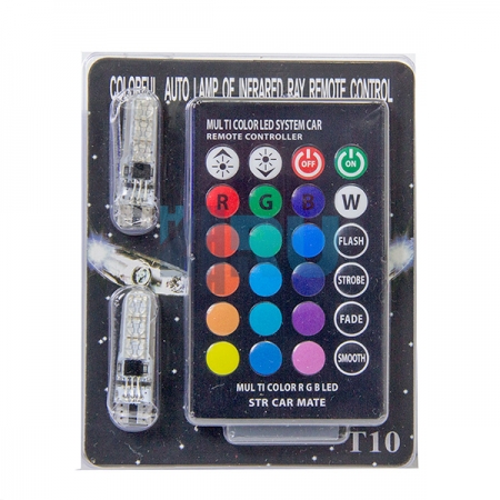 Светодиоды GL T10 RGB с пультом для переключения цвета (габариты, панель приборов) - H4.RU Светодиоды GL T10 RGB с пультом для переключения цвета (габариты, панель приборов)