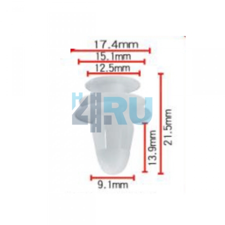 Клипса Lexus, Toyota 13,9x9,1x12,5 мм - H4.RU Клипса Lexus, Toyota 13,9x9,1x12,5 мм